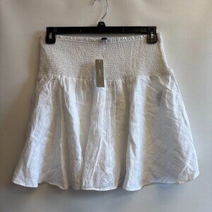 J.Crew Smocked Mini Skirt Womens Elastic Waist 100% Cotton Chambray / 100% Linen
